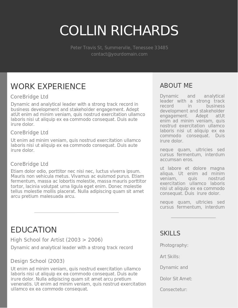 Plain But Trendy CV — Free CV Template | ApplicantGrid